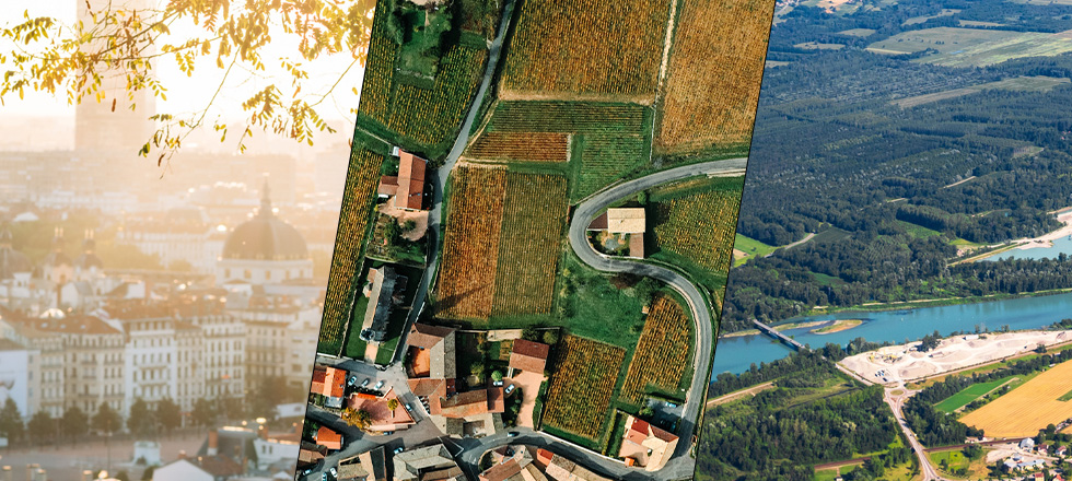 Vue de paysage de Lyon, de l'Ain et de la Saône-et-Loire